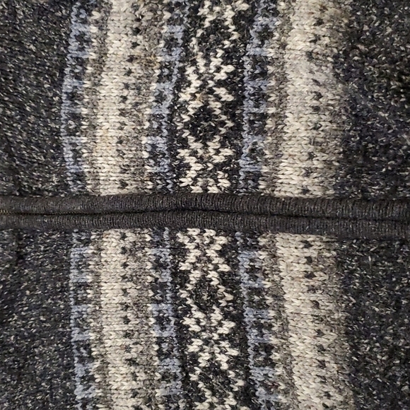 GREY black cream fair isle knit cotton wool blend zip up sweater - Picture 3 of 6